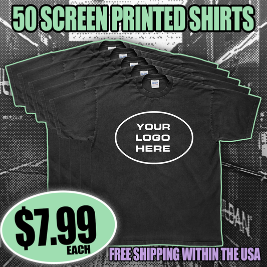 50 Custom Screen Printed T-Shirts