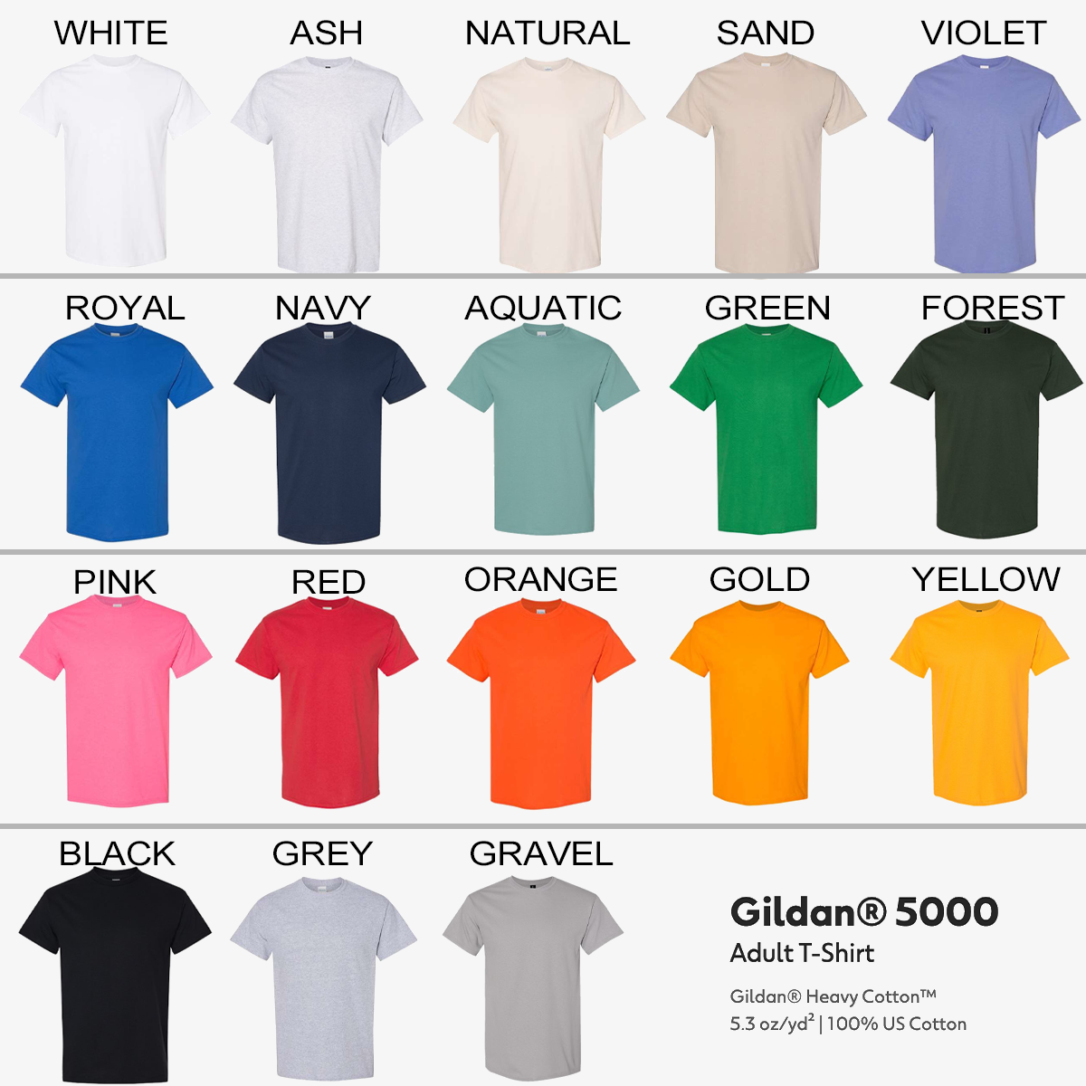 (50) 1-COLOR Screen Printed Gildan T-Shirts
